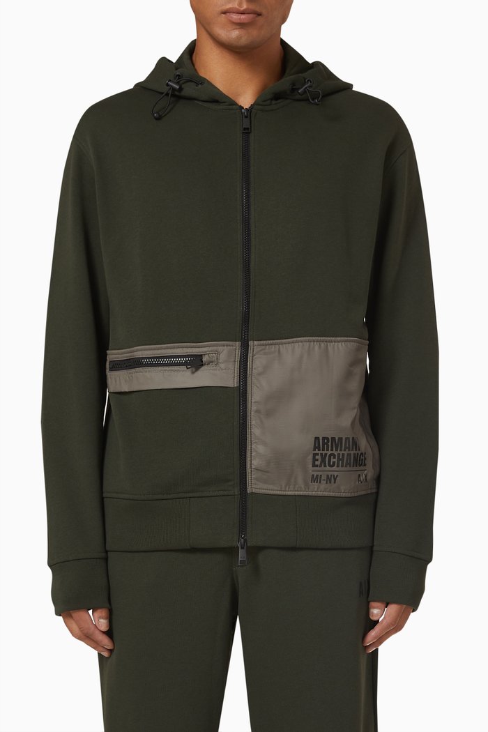 

Contrast Tape Hoodie in Jersey, Green