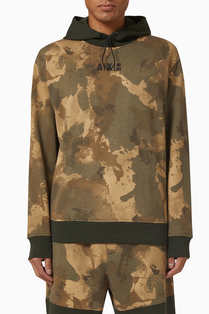 

Camo Print Hoodie in Jersey, Multicolour