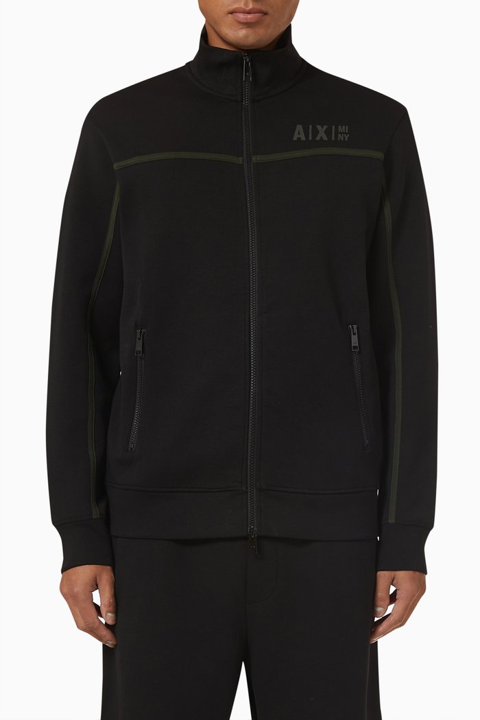 

Contrast Tape Sweatshirt in Fleece, Black