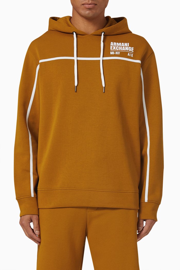 

Contrast Tape Hoodie in Cotton, Brown