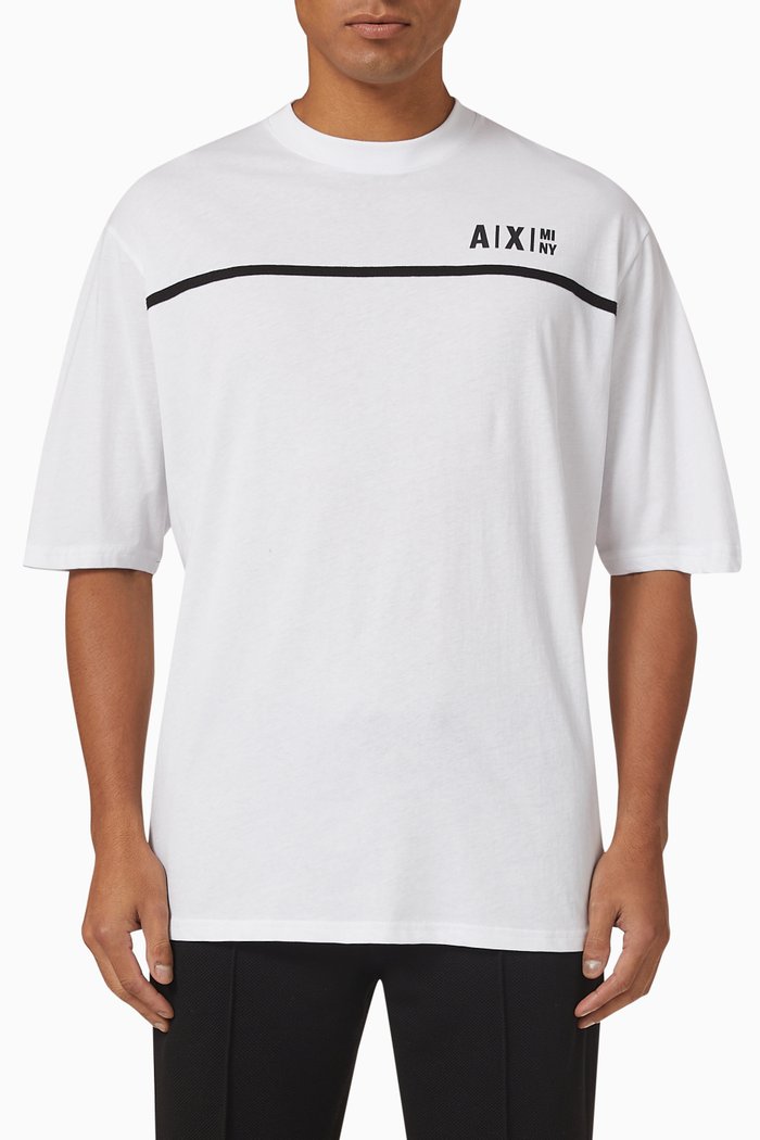 

Contrast Tape T-Shirt in Jersey, White