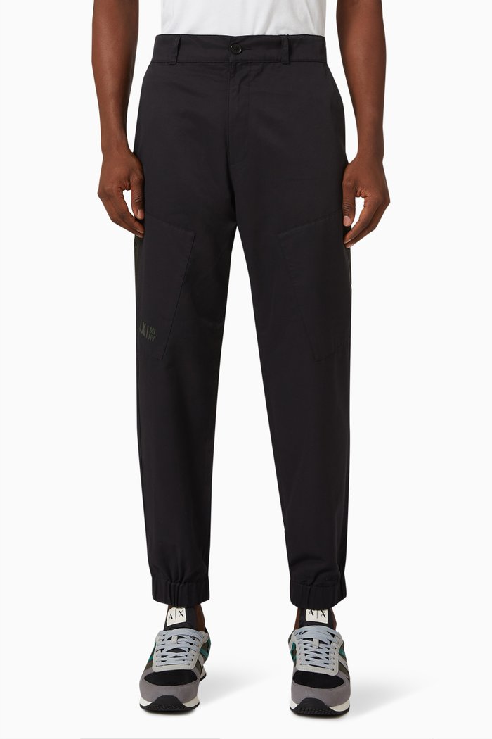 

A|X Patch Pocket Jogging Pants in Polycotton, Black