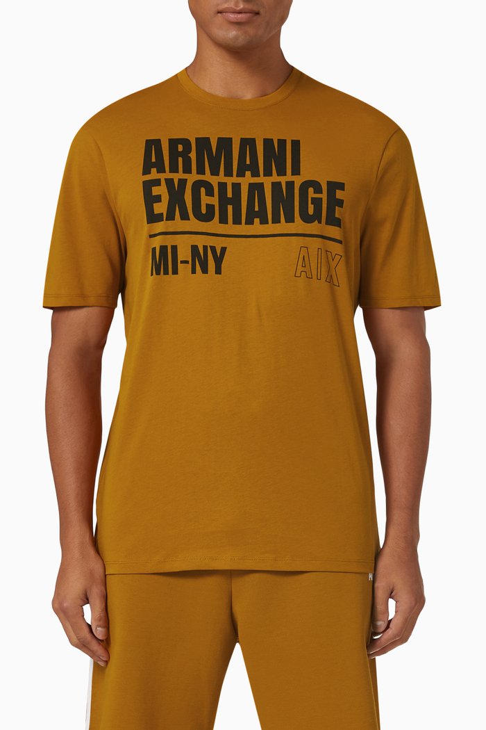 

Logo Print T-Shirt in Jersey, Brown