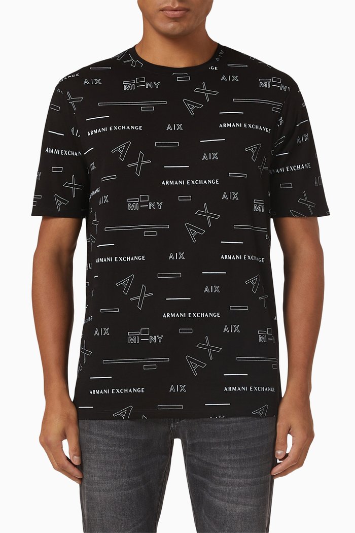 

Logo Print T-Shirt in Jersey, Black