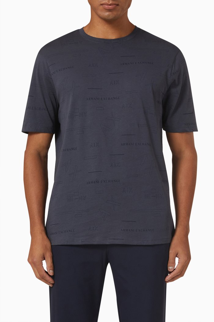 

Logo Print T-Shirt in Jersey, Blue