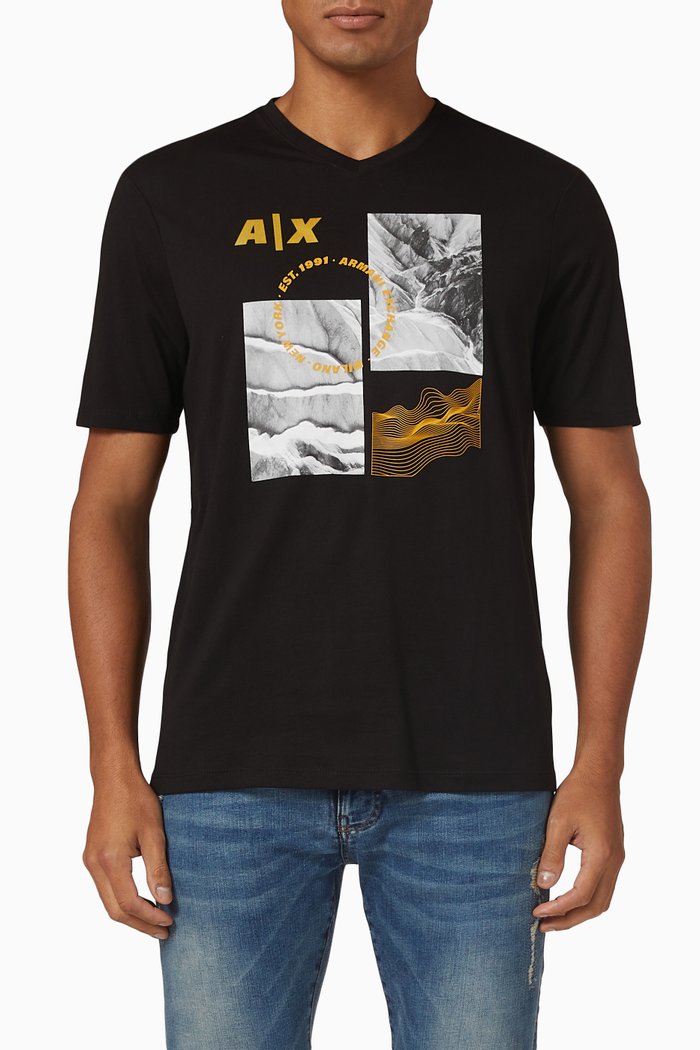 Graphic Logo T-Shirt in Jersey, Black