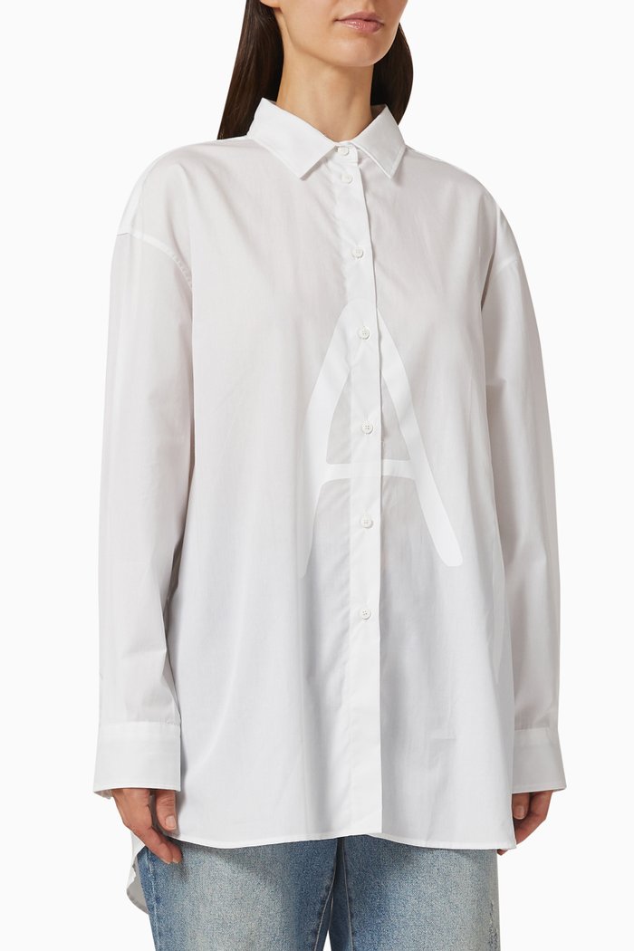 

Logo Patch Shirt in Organic Cotton Poplin, White
