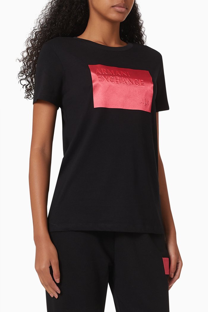 

Contrast Logo Patch T-shirt in Cotton Jersey, Black
