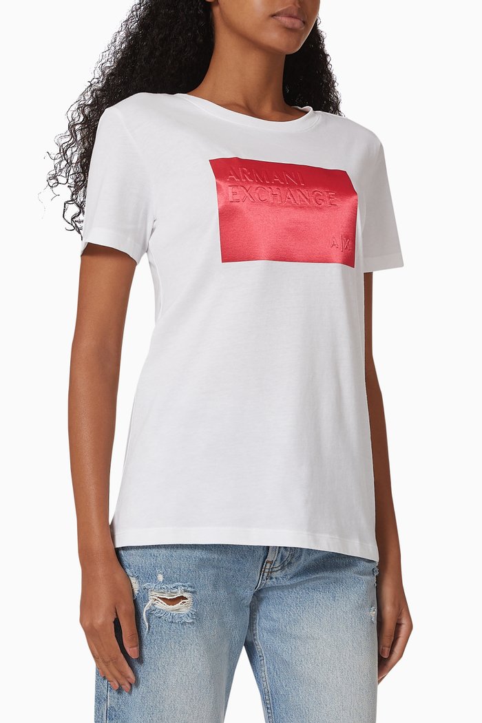 

Contrast Logo Patch T-shirt in Cotton Jersey, White