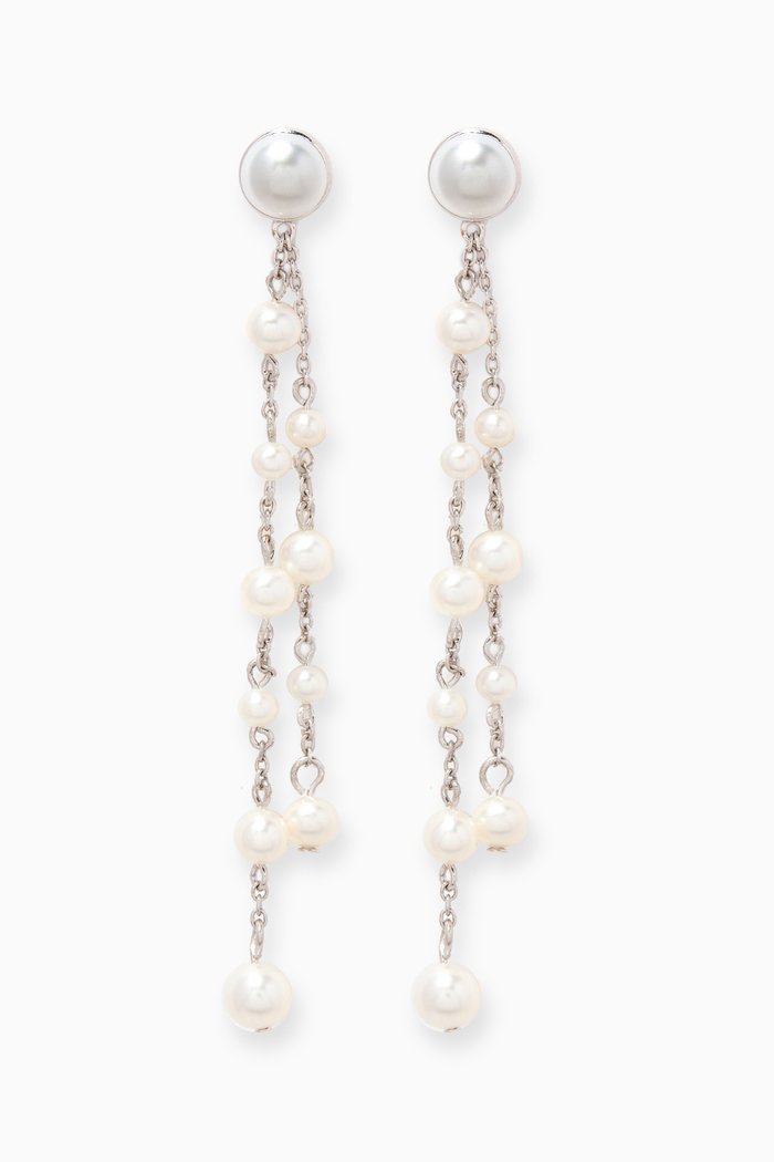 

Freshwater Pearl Dangle Earrings in 14kt White Gold, Silver