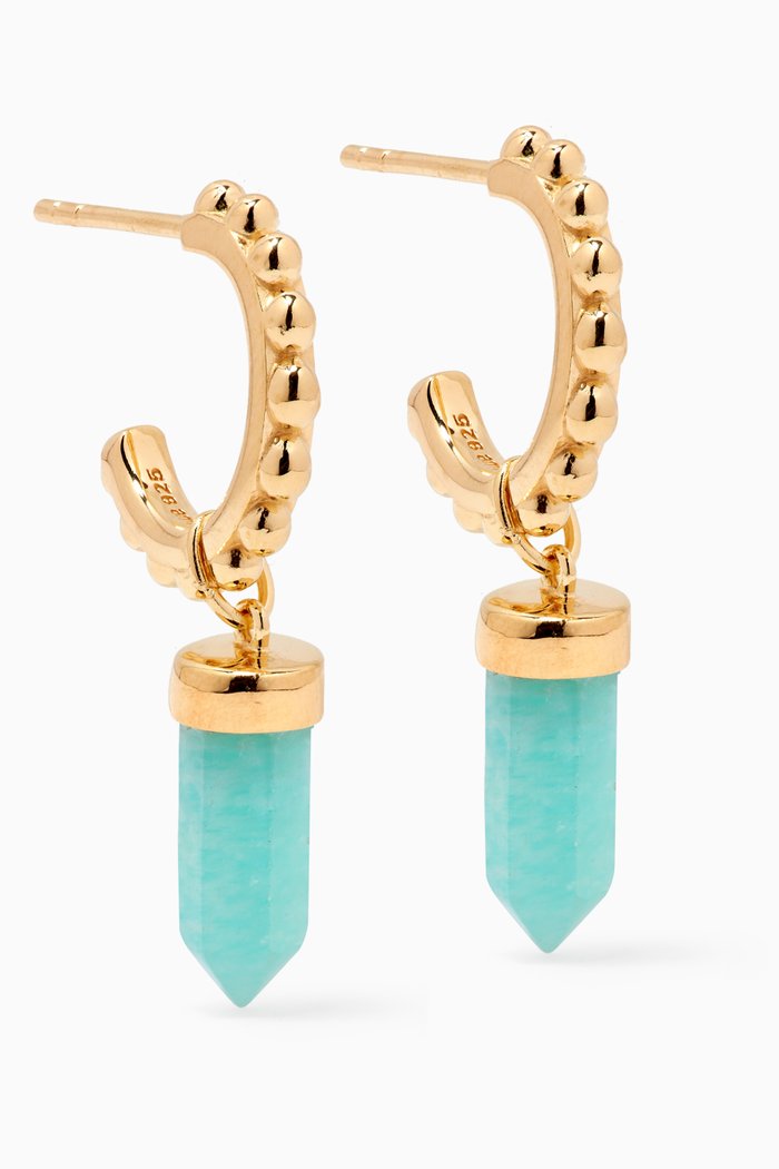 

Amazonite Huggies in 14k Yellow Gold Vermeil