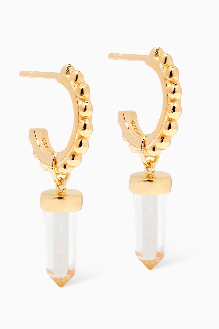 

Clear Quartz Huggies in 14k Yellow Gold Vermeil