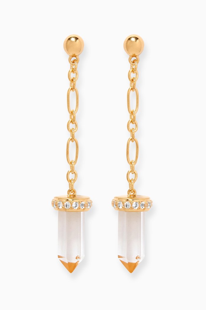 

Crystal Quartz Drop Earrings in 14k Yellow Gold Vermeil