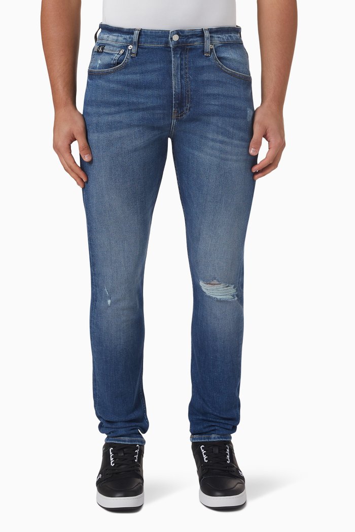 

Slim Tapered Jeans in Denim, Blue