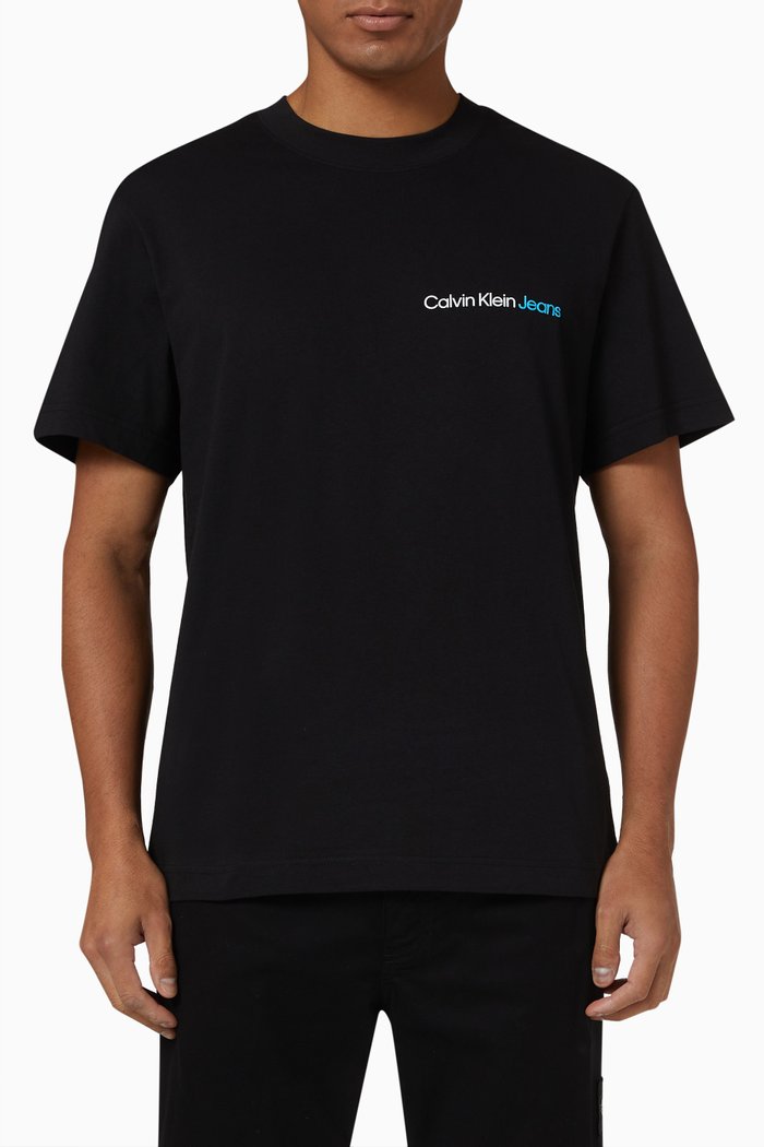 

Boxy Logo T-shirt in Cotton Jersey, Black