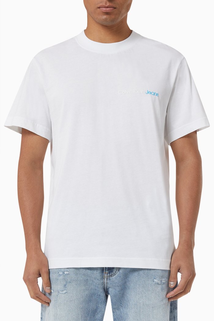 Boxy Logo T-shirt in Cotton Jersey, White