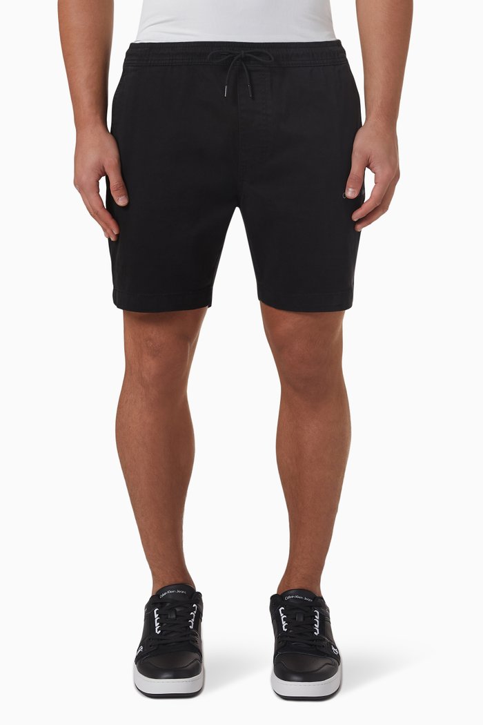 

Skinny Jogger Chino Shorts in Cotton, Black