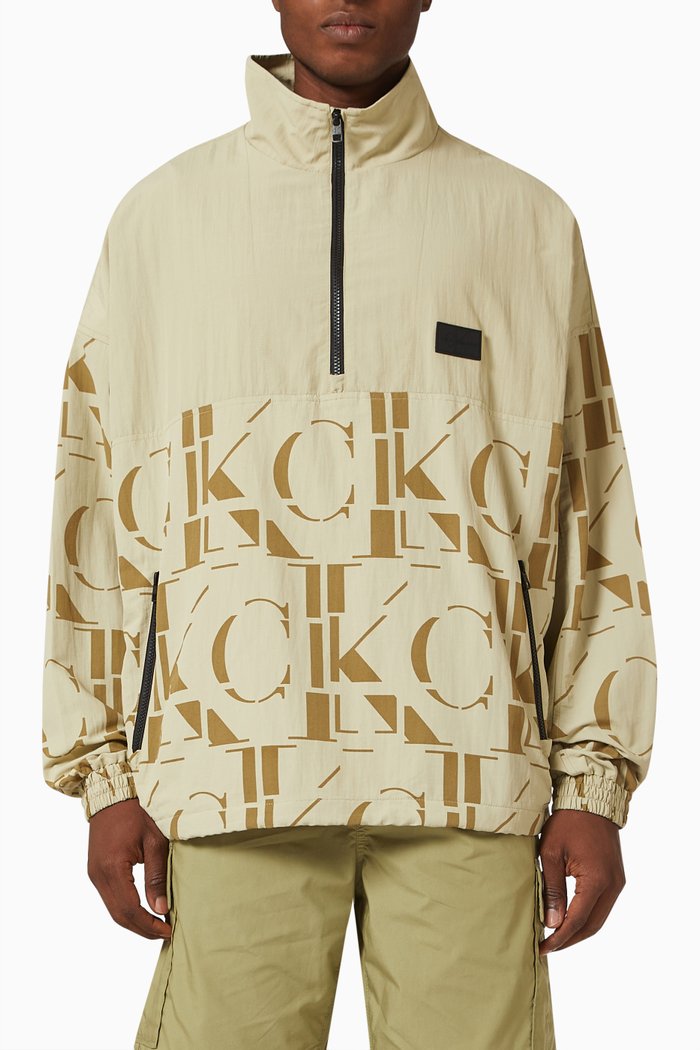 

Oversized Monogram Windbreaker in Matte Nylon, Neutral