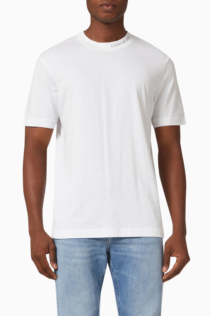 Logo Collar T-shirt in Cotton Jersey, White