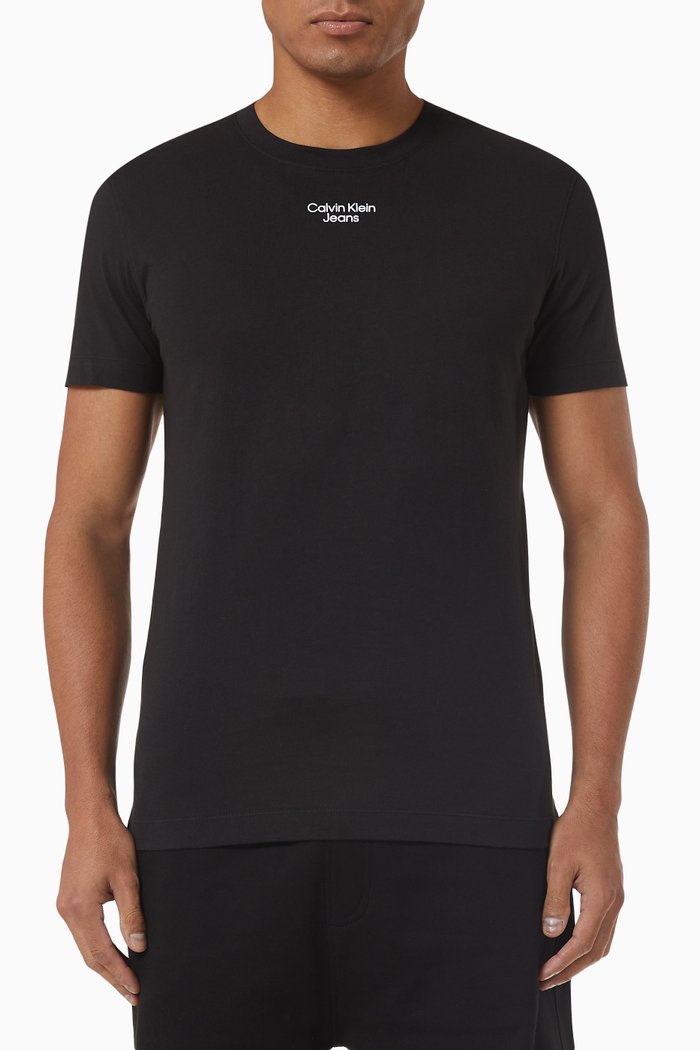 Slim Fit T-shirt in Organic Cotton Jersey, Black