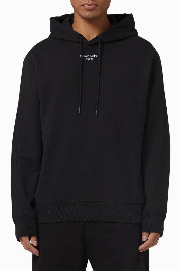 Relaxed Hoodie in Organic Cotton, Black