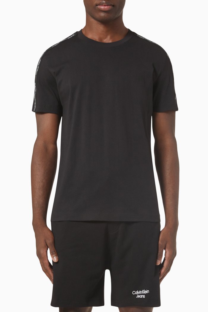 

Logo Tape T-Shirt in Cotton Jersey, Black