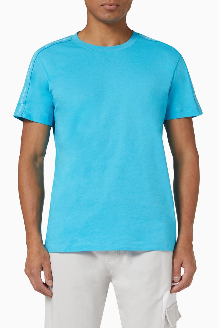 

Logo Tape T-shirt in Cotton, Blue