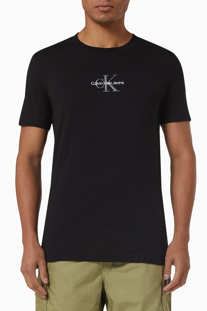 

Monogram Logo T-shirt in Cotton Jersey, Black