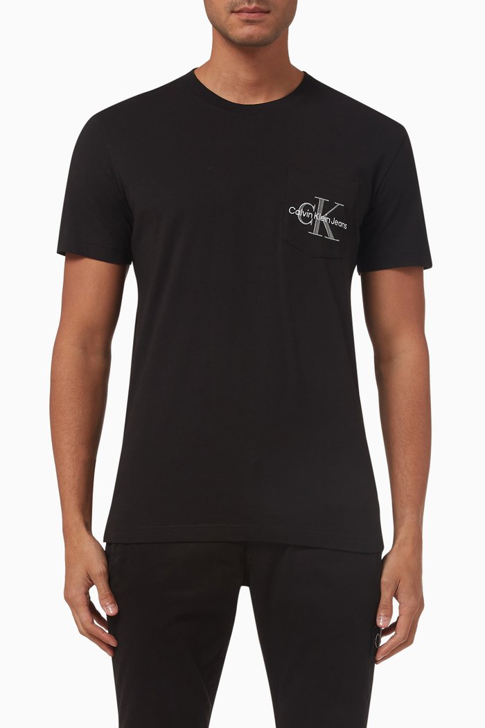 

Logo Pocket T-shirt in Cotton Jersey, Black