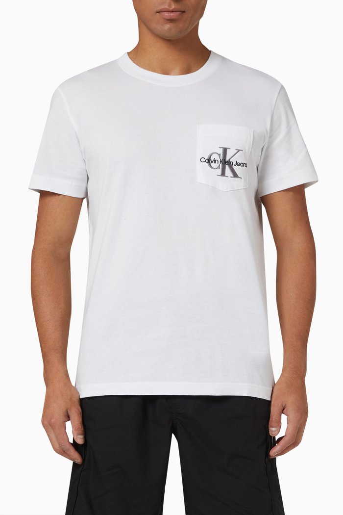 

Logo Pocket T-shirt in Cotton Jersey, White