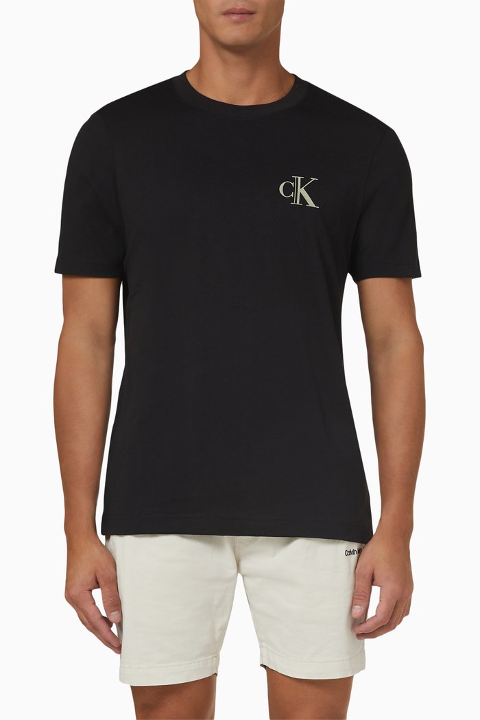 

CK Logo T-shirt in Cotton, Black