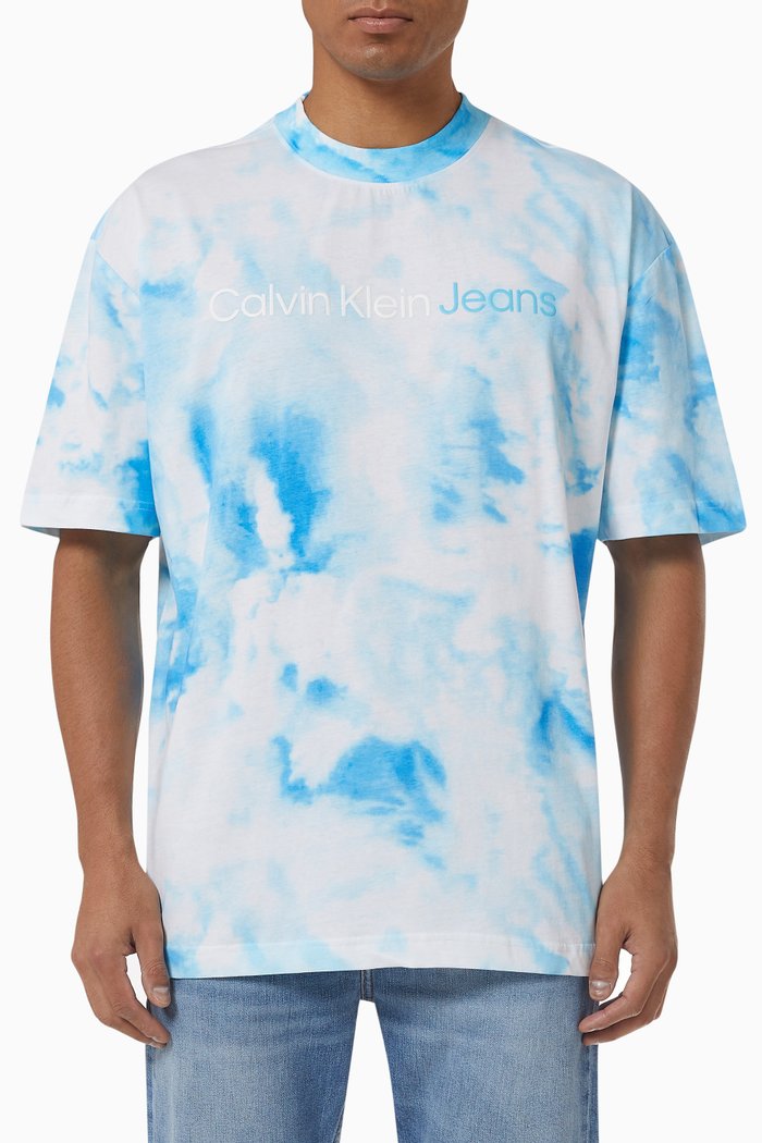 

Oversized All-over Printed T-shirt in Cotton Jersey, Blue