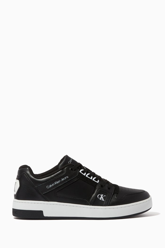 

Basketball Low-top Sneakers in Leather, Black