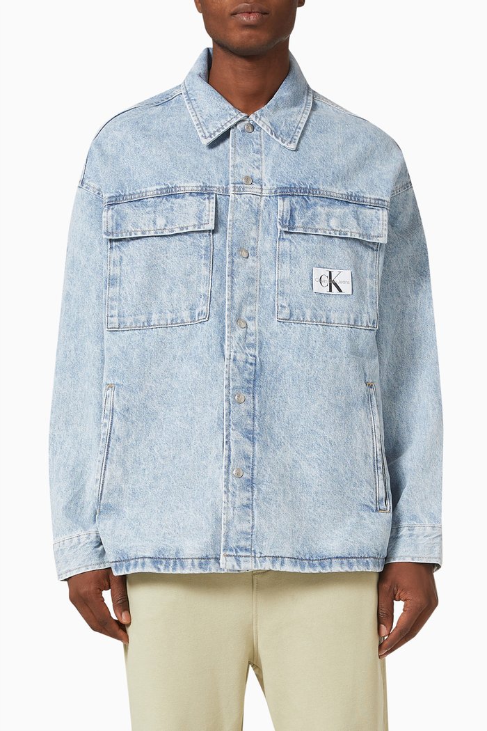 

Oversized Logo Utility Shirt in Denim, Blue