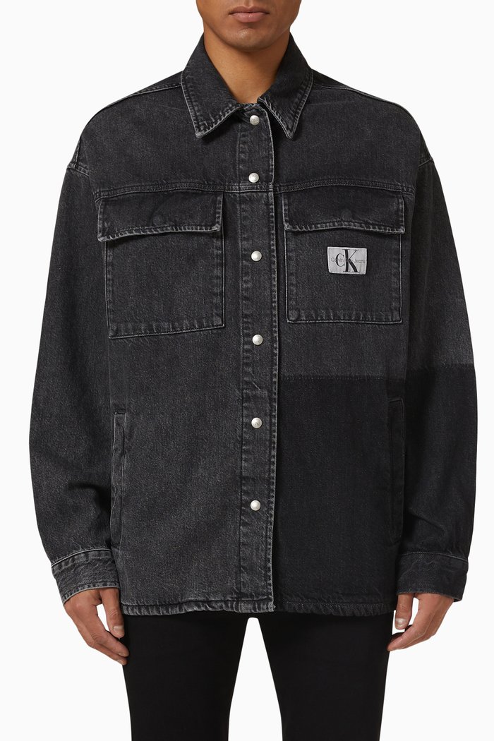 

Oversized Utility Jacket in Denim, Grey