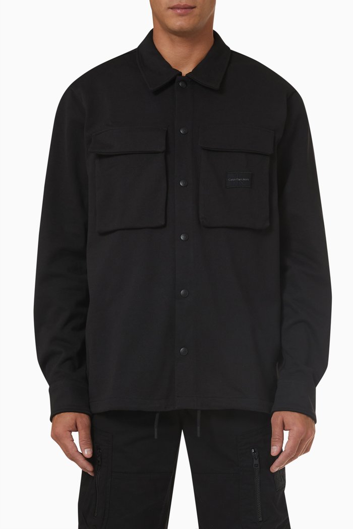 

Logo Shacket in Cotton, Black