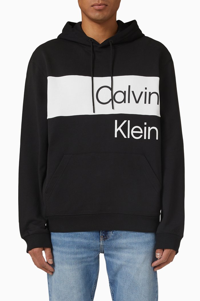 

Blocked Hoodie in Fleece, Black