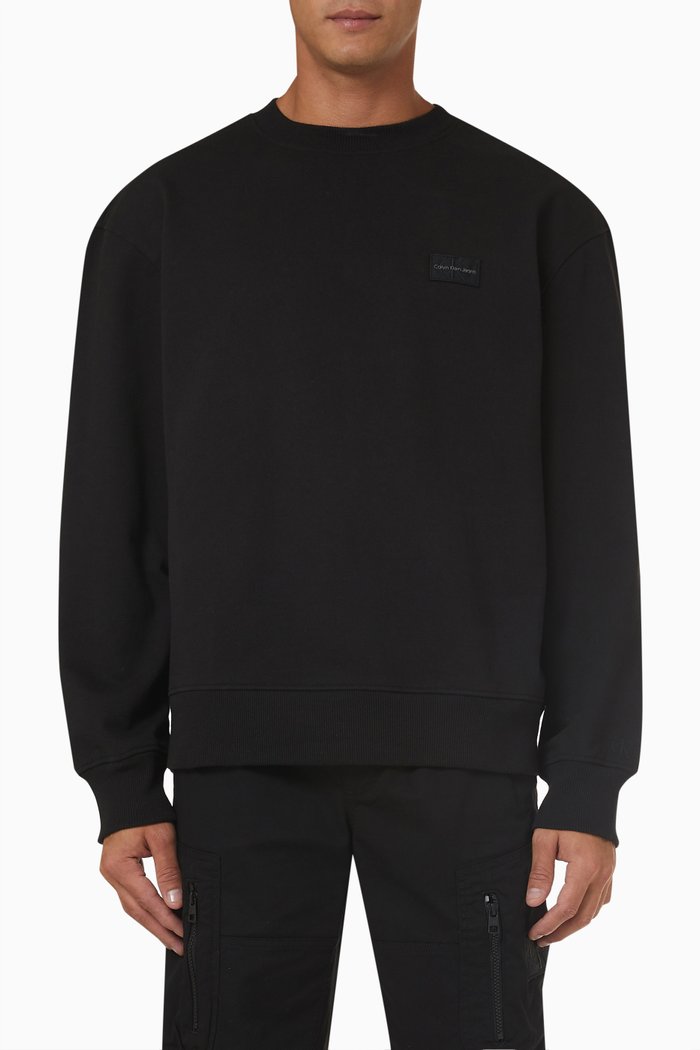 Relaxed Sweatshirt in Recycled Cotton, Black