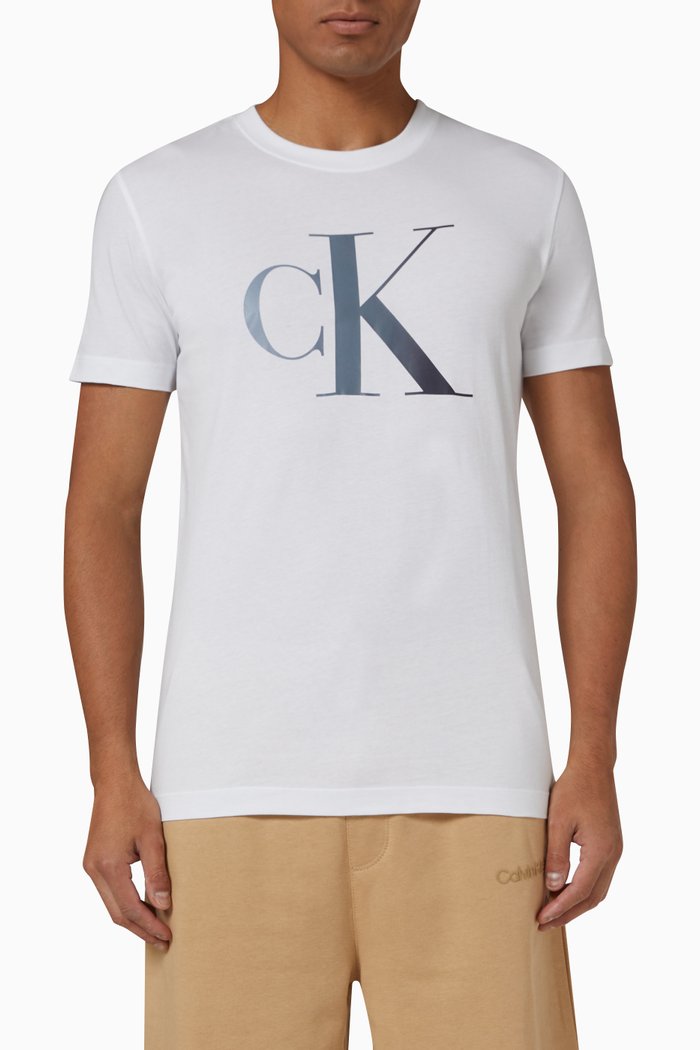 

Slim Monogram T-shirt in Organic Cotton Blend, White