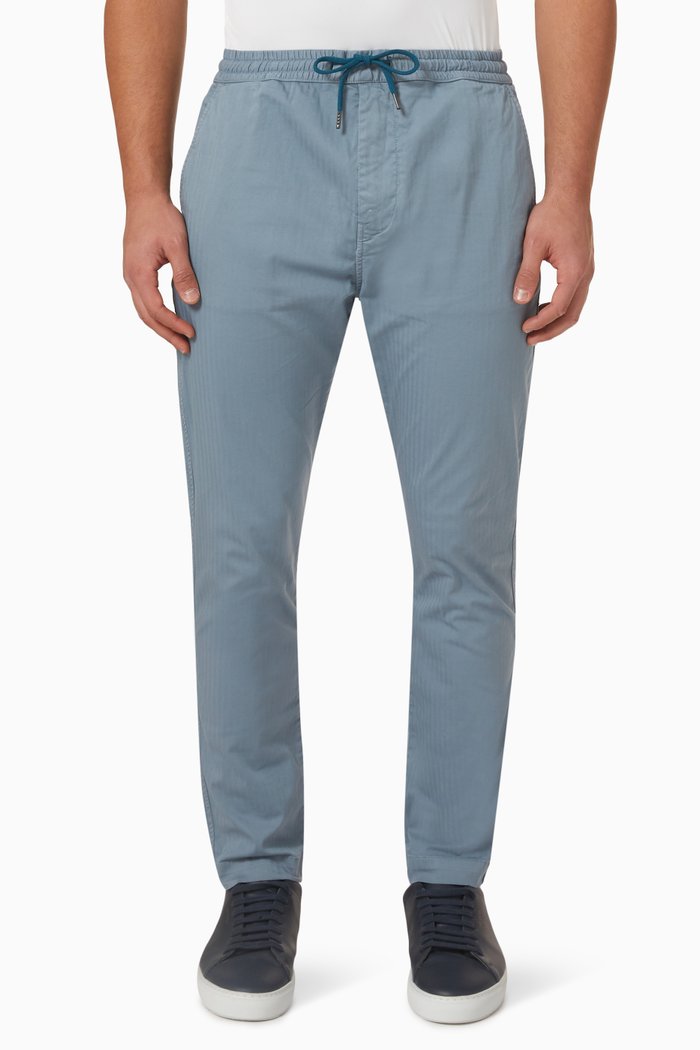 

Herringbone Pants in Cotton, Blue