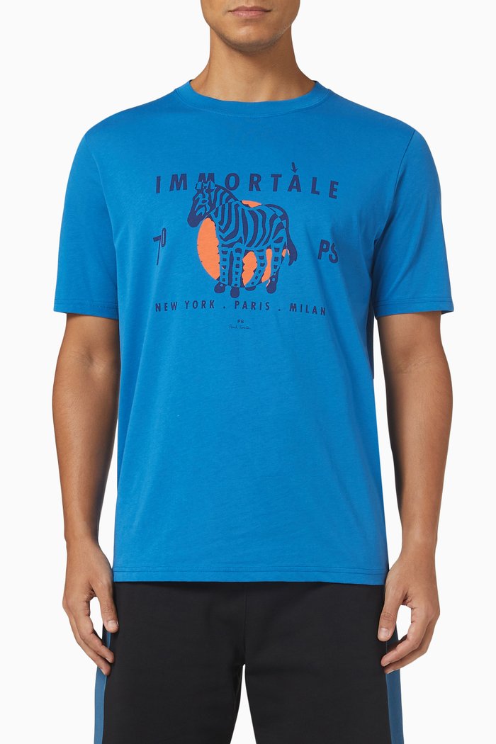 

Immortale Zebra T-Shirt in Cotton Jersey, Blue