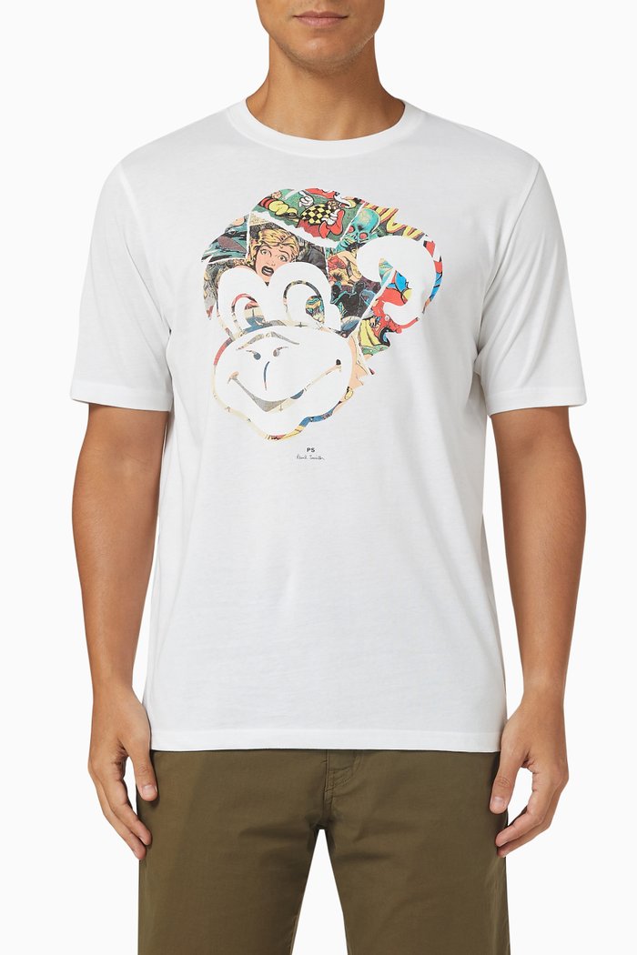 

Monkey T-Shirt in Cotton Jersey, White