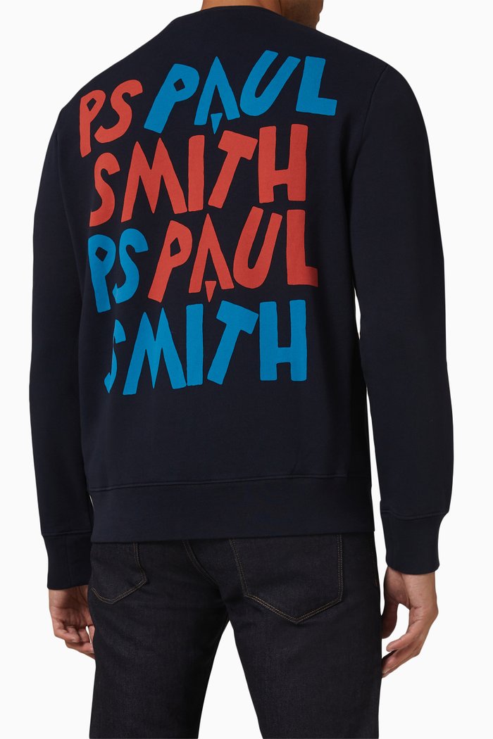 

Graphic Logo Print Sweatshirt in Cotton Jersey, Blue