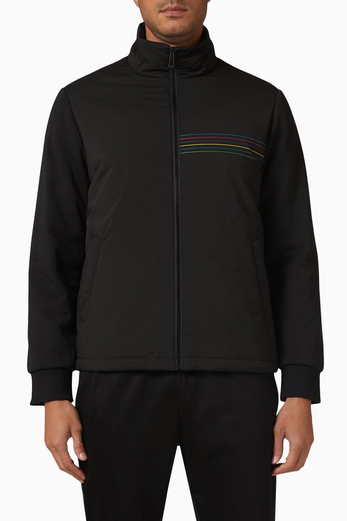 

Mixed Media Bomber Jacket, Black