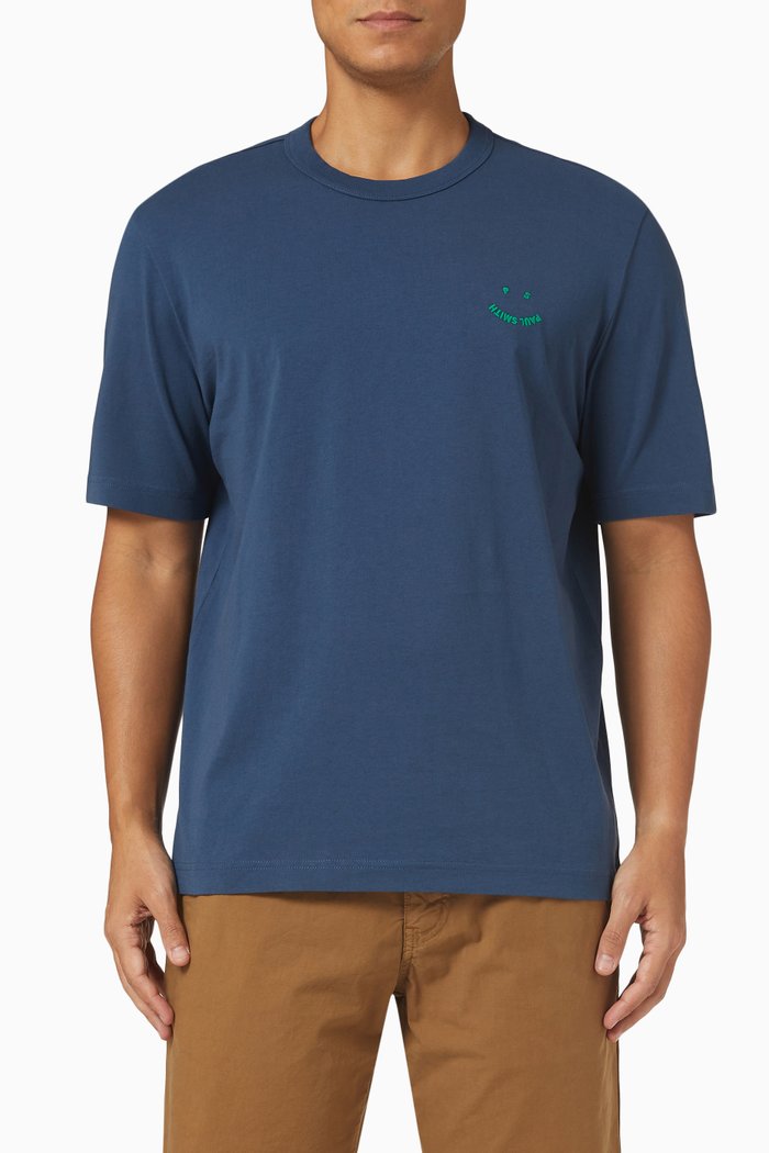 

Happy Logo T-shirt in Cotton Jersey, Blue