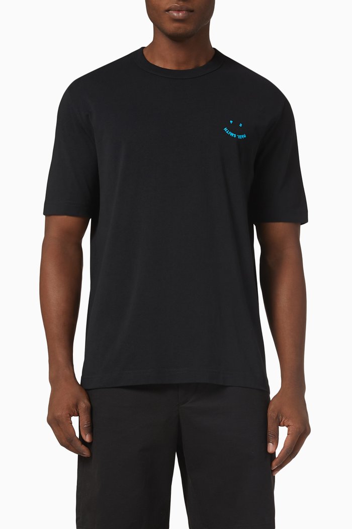 Happy Logo T-shirt in Cotton Jersey, Black