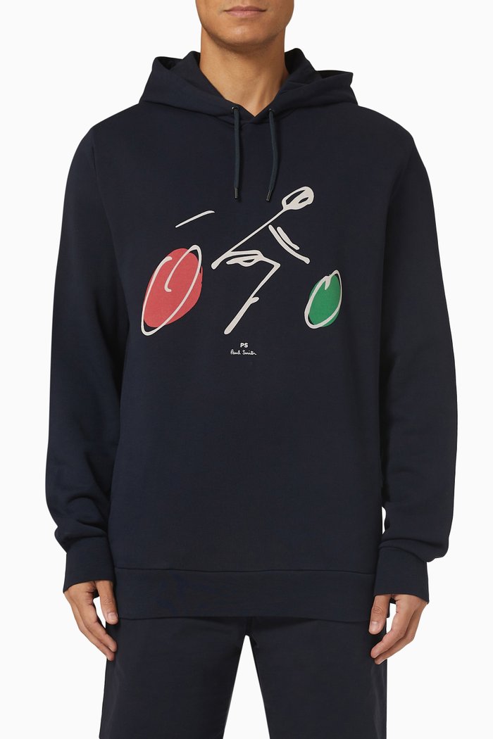 Cycling Hoodie in Cotton, Blue