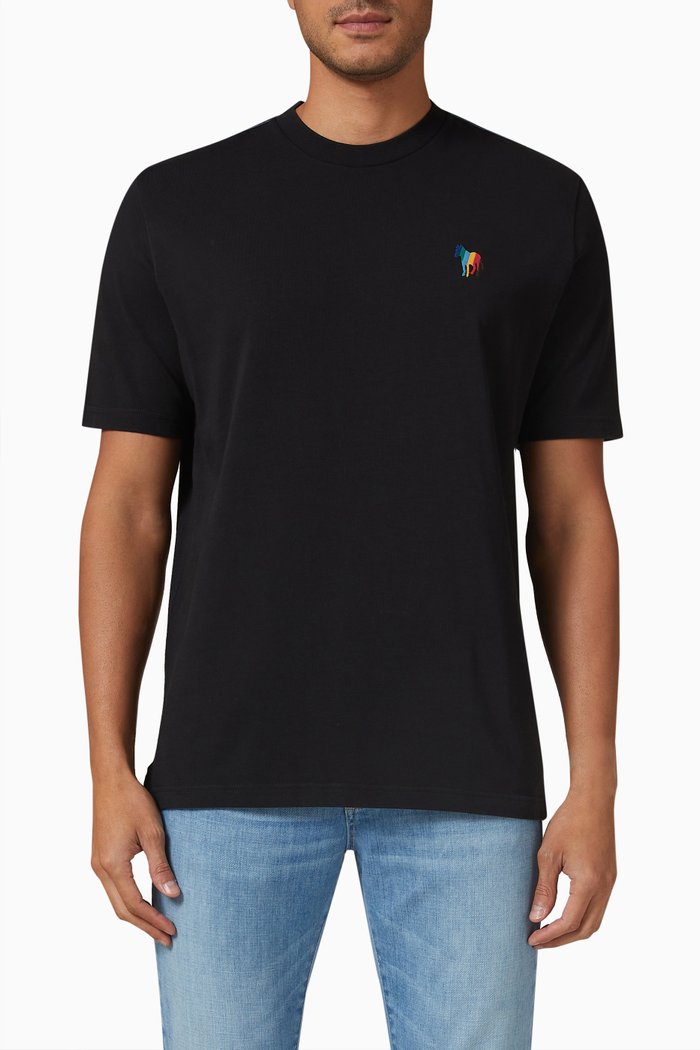 

Broad Stripe Zebra Logo T-shirt in Cotton, Black