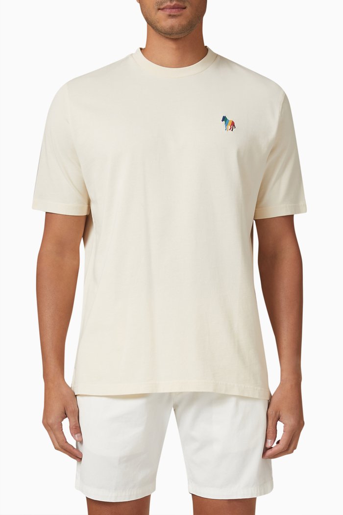 

Broad Stripe Zebra Logo T-shirt in Cotton, Neutral