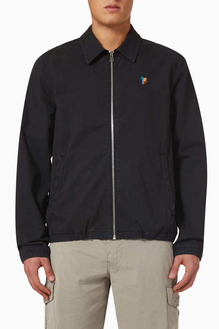 

Zip Through Jacket in Cotton Twill, Black